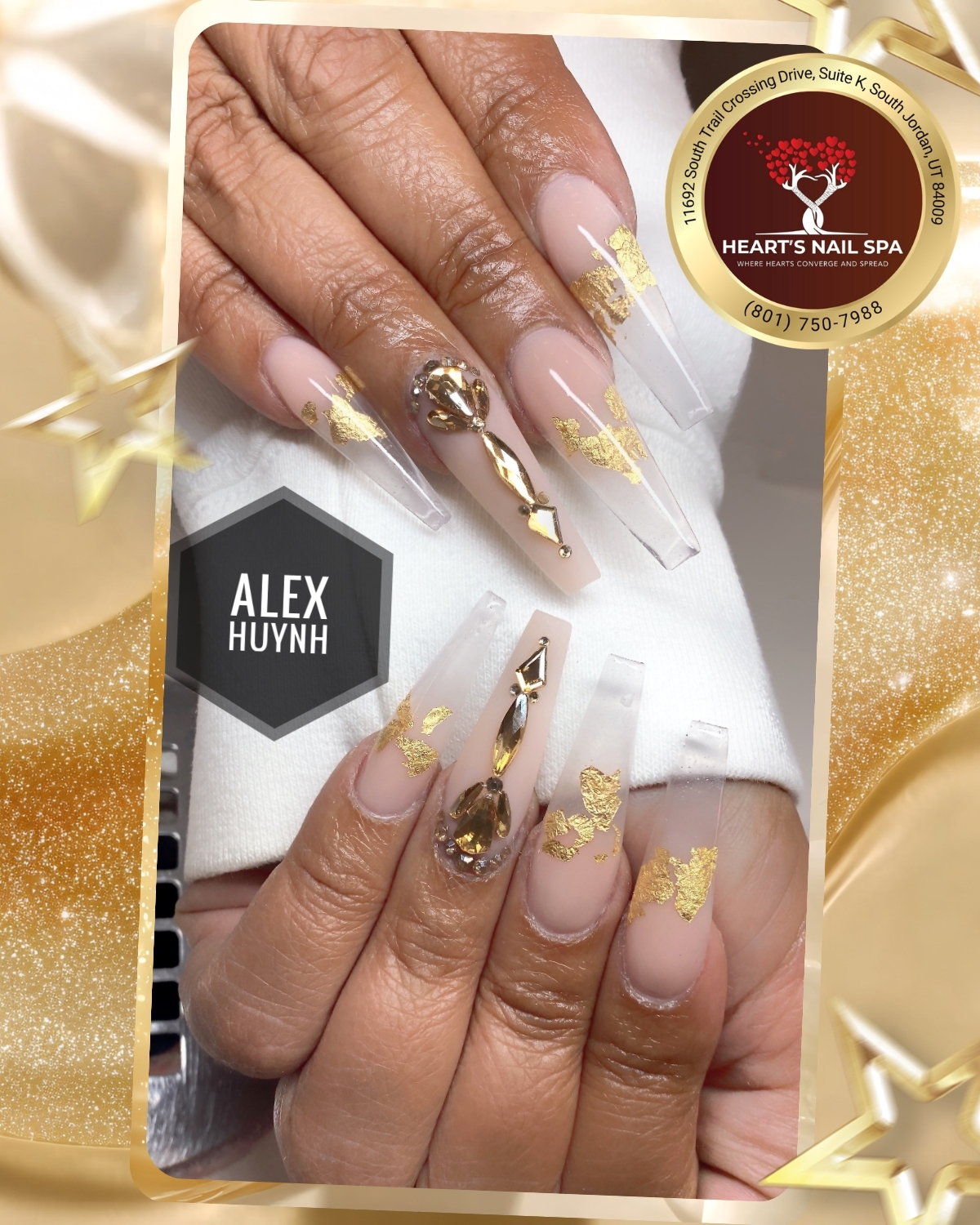 amazing nail design by pro nail artists at HEART'S NAIL SPA